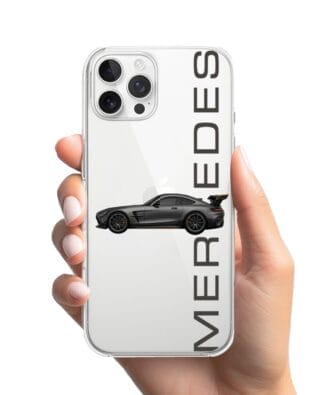Etui do iPhone 12 Pro Max przeźroczyste, silikonowe Flexi, Szybkie Auta, Stalowe AMG-GT