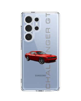 Etui do Samsung Galaxy S25 Ultra przeźroczyste, silikonowe Flexi, Szybkie Auta, czerwony Challenger GT