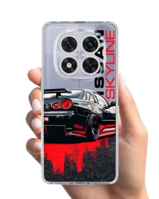 Etui do Xiaomi Redmi Note 14 Pro 5G przeźroczyste, silikonowe Flexi, Szybkie Auta, czarny Skyline