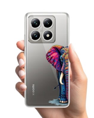 Etui do Xiaomi 14T przeźroczyste, silikonowe Flexi, Dzika Mandala, Słoń