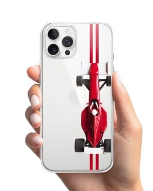 Etui do iPhone 12 Pro Max przeźroczyste, silikonowe Flexi, Szybkie Auta, czerwone F1
