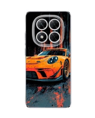 Etui do Xiaomi POCO X7 przeźroczyste, silikonowe Flexi, Szybkie Auta, Pomarańczowa 911