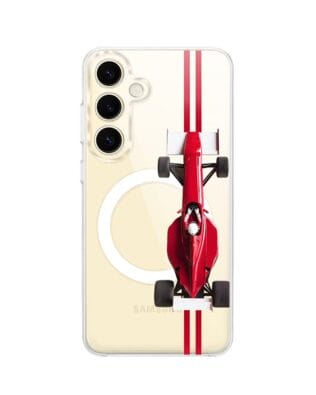 Etui do Samsung Galaxy S24 Plus z MagSafe przeźroczyste, silikonowe Flexi, Szybkie Auta, czerwone F1