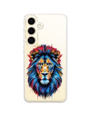 Etui do Samsung Galaxy S24 z MagSafe przeźroczyste, silikonowe Flexi, Dzika Mandala, Lew