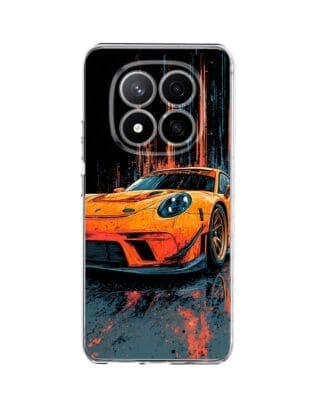 Etui do Xiaomi Redmi Note 14 Pro Plus 5G przeźroczyste, silikonowe Flexi, Szybkie Auta, Pomarańczowa 911
