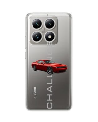 Etui do Xiaomi 14T Pro przeźroczyste, silikonowe Flexi, Szybkie Auta, czerwony Challenger GT
