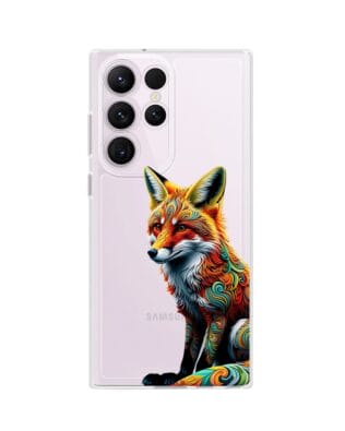 Etui do Samsung Galaxy S23 Ultra przeźroczyste, silikonowe Flexi, Dzika Mandala, Lis