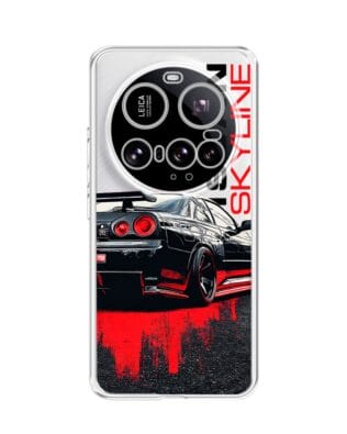 Etui do Xiaomi 15 Ultra przeźroczyste, silikonowe Flexi, Szybkie Auta, czarny Skyline