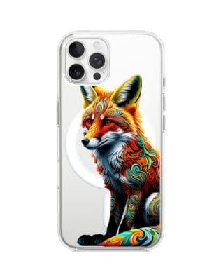 Etui do iPhone 12 Pro Max z MagSafe przeźroczyste, silikonowe Flexi, Dzika Mandala, Lis