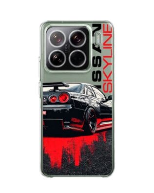 Etui do Xiaomi 15 Pro przeźroczyste, silikonowe Flexi, Szybkie Auta, czarny Skyline