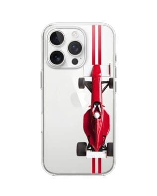 Etui do iPhone 14 Pro przeźroczyste, silikonowe Flexi, Szybkie Auta, czerwone F1