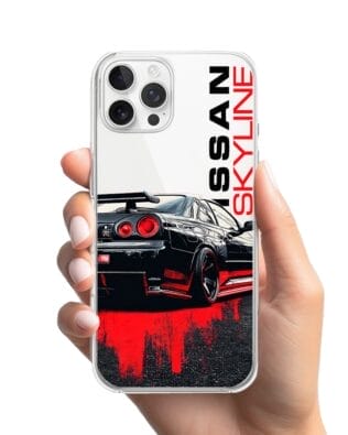 Etui do iPhone 12 Pro Max przeźroczyste, silikonowe Flexi, Szybkie Auta, czarny Skyline
