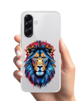 Etui do Samsung Galaxy A56 5G z MagSafe przeźroczyste, silikonowe Flexi, Dzika Mandala, Lew