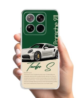 Etui do Xiaomi 14 Pro przeźroczyste, silikonowe Flexi, Szybkie Auta, Elegancja 911