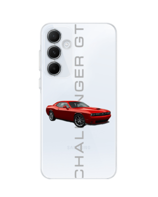 Etui do Samsung Galaxy A55 5G przeźroczyste, silikonowe Flexi, Szybkie Auta, czerwony Challenger GT