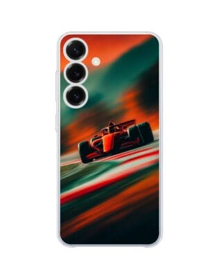 Etui do Samsung Galaxy S25 Plus przeźroczyste, silikonowe Flexi, Szybkie Auta, Wyścig F1
