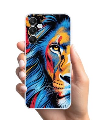 Etui do Samsung Galaxy M35 5G przeźroczyste, silikonowe Flexi, Dzika Mandala, Lwie spojrzenie