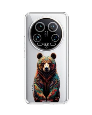 Etui do Xiaomi 14 Ultra przeźroczyste, silikonowe Flexi, Dzika Mandala, Niedźwiedź