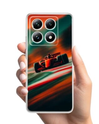 Etui do Xiaomi 14T Pro przeźroczyste, silikonowe Flexi, Szybkie Auta, Wyścig F1