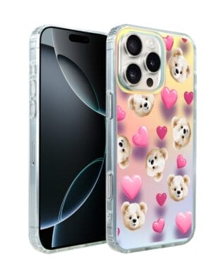 Etui do iPhone 16 Pro IBIZU California Sunset, zmieniające kolor, Love Mood, miś i serduszka