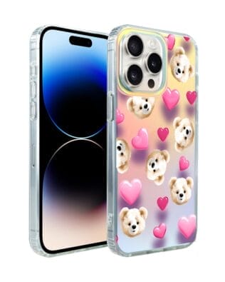 Etui do iPhone 15 Pro IBIZU California Sunset, zmieniające kolor, Love Mood, miś i serduszka