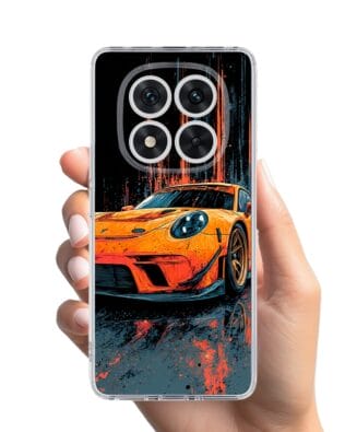 Etui do Xiaomi Redmi Note 14 Pro 5G przeźroczyste, silikonowe Flexi, Szybkie Auta, Pomarańczowa 911