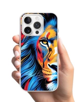 Etui do iPhone 14 Pro z MagSafe przeźroczyste, silikonowe Flexi, Dzika Mandala, Lwie spojrzenie