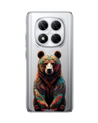 Etui do Xiaomi POCO X7 przeźroczyste, silikonowe Flexi, Dzika Mandala, Niedźwiedź