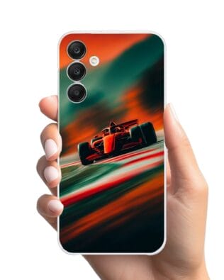Etui do Samsung Galaxy A25 5G przeźroczyste, silikonowe Flexi, Szybkie Auta, Wyścig F1