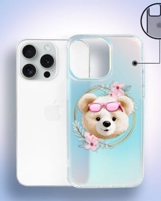 Etui do iPhone 15 Pro IBIZU California Sunset, zmieniające kolor, Flower Queen, miś z kwiatami