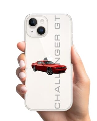 Etui do iPhone 14 przeźroczyste, silikonowe Flexi, Szybkie Auta, czerwony Challenger GT