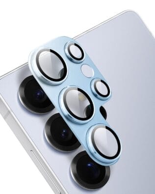 Metalowa osłona na cały aparat z wbudowanymi szkłami do Samsung S25 Ultra, niebieska