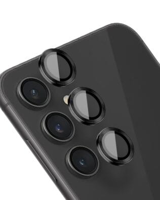 Metalowa osłona obiektywu aparatu ze szkła hartowanego 9H do Samsung Galaxy S23 FE, 1 zestaw, czarna