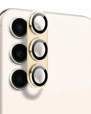 Metalowa osłona na cały aparat z wbudowanymi szkłami do Samsung S23 Plus, złota