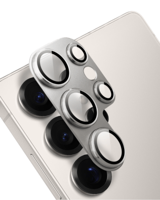 Metalowa osłona na cały aparat z wbudowanymi szkłami do Samsung S25 Ultra, szara