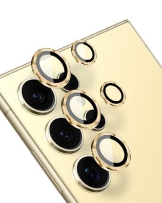 Metalowa osłona obiektywu aparatu ze szkła hartowanego 9H do Samsung Galaxy S24 Ultra, 1 zestaw, złota
