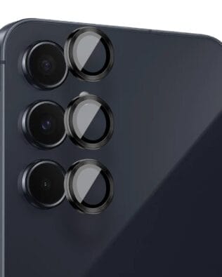 Metalowa osłona obiektywu aparatu ze szkła hartowanego 9H do Samsung Galaxy A35, 1 zestaw, czarna