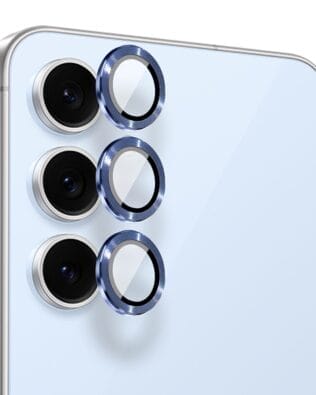 Metalowa osłona obiektywu aparatu ze szkła hartowanego 9H do Samsung Galaxy S24 FE, 1 zestaw, granatowe