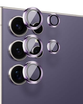 Metalowa osłona obiektywu aparatu ze szkła hartowanego 9H do Samsung Galaxy S24 Ultra, 1 zestaw, fioletowa