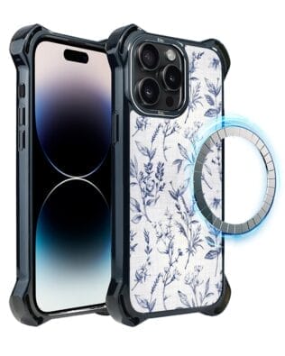 Etui iPhone 14 Pro Max IBIZU DropGuard Ultra z MagSafe, Pastel Bloom, Lazurowe szepty