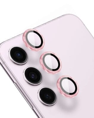 Metalowa osłona obiektywu aparatu ze szkła hartowanego 9H do Samsung Galaxy S23 Plus, 1 zestaw, różowa