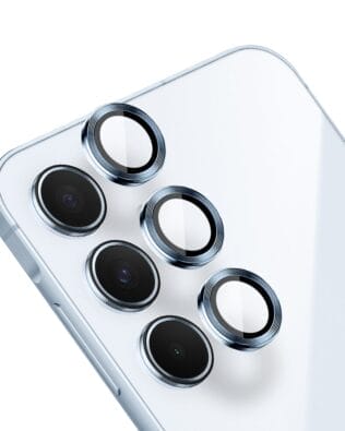 Metalowa osłona obiektywu aparatu ze szkła hartowanego 9H do Samsung Galaxy A55, 1 zestaw, błękitna
