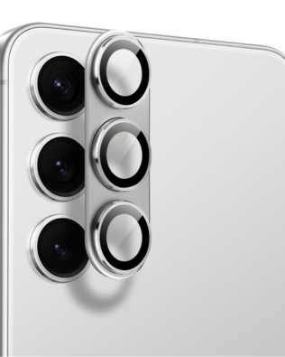 Metalowa osłona na cały aparat z wbudowanymi szkłami do Samsung S24, srebrna