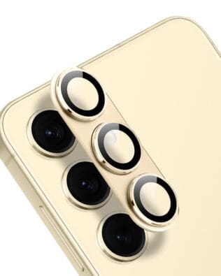 Metalowa osłona na cały aparat z wbudowanymi szkłami do Samsung S24, złota