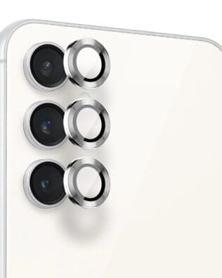 Metalowa osłona obiektywu aparatu ze szkła hartowanego 9H do Samsung Galaxy S23 FE, 1 zestaw, srebrna