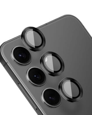 Metalowa osłona obiektywu aparatu ze szkła hartowanego 9H do Samsung Galaxy S24, 1 zestaw, czarna