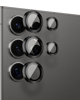Metalowa osłona obiektywu aparatu ze szkła hartowanego 9H do Samsung Galaxy S24 Ultra, 1 zestaw, czarna