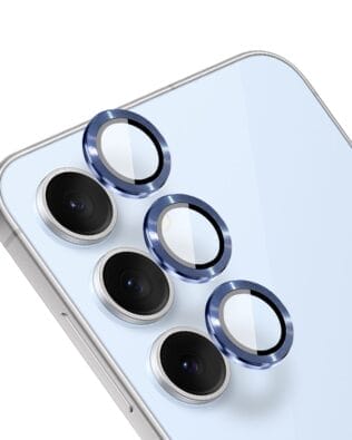 Metalowa osłona obiektywu aparatu ze szkła hartowanego 9H do Samsung Galaxy S24 FE, 1 zestaw, granatowe