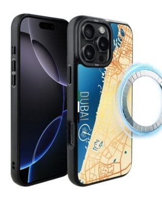 Etui do iPhone 16 Pro Max IBIZU DropGuard Matt z MagSafe, Mapy Świata, Dubai