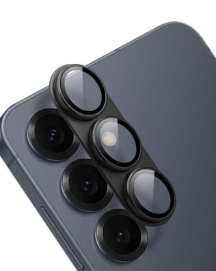 Metalowa osłona na cały aparat z wbudowanymi szkłami do Samsung S25 Plus, czarna